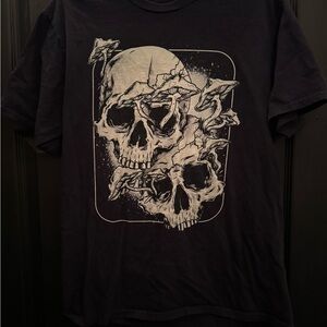 Black Short Sleeve Tee with Skull Design